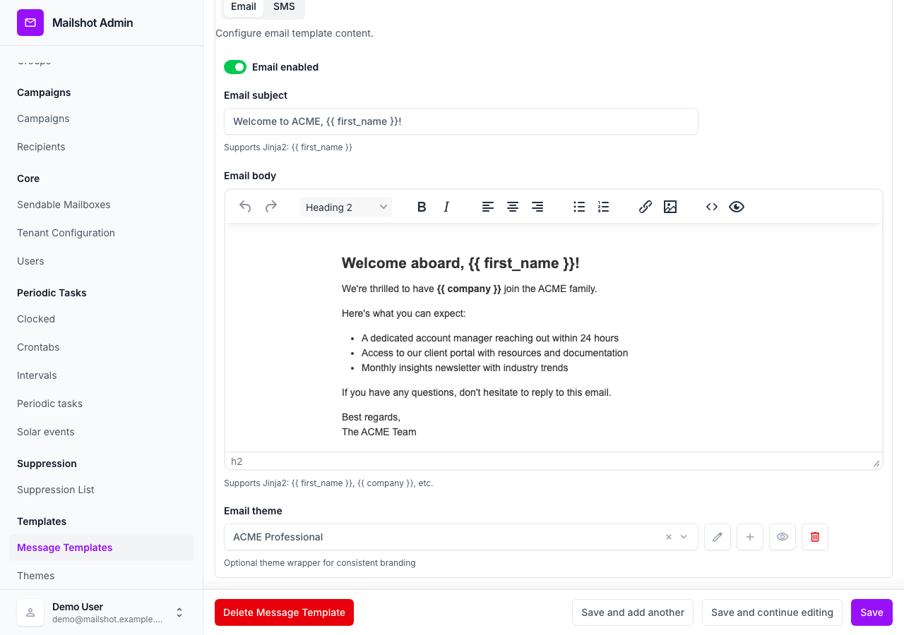 TinyMCE rich text editor